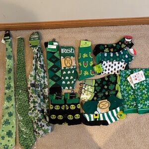 Lot Of St. Patrick’s Day/Irish Wearables, NWT. Socks, Ties, Scarf, Bandanas